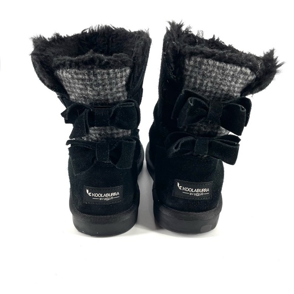 Koolaburra by UGG Attie Black Double Bow Detail Winter Boots - Picture 4 of 6